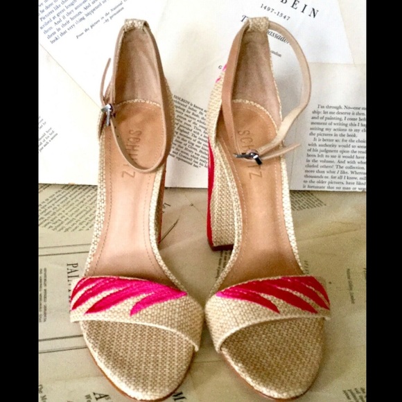 Schutz Satin Platform Criss Cross 5" Heel Sandal 7 - Picture 5 of 5